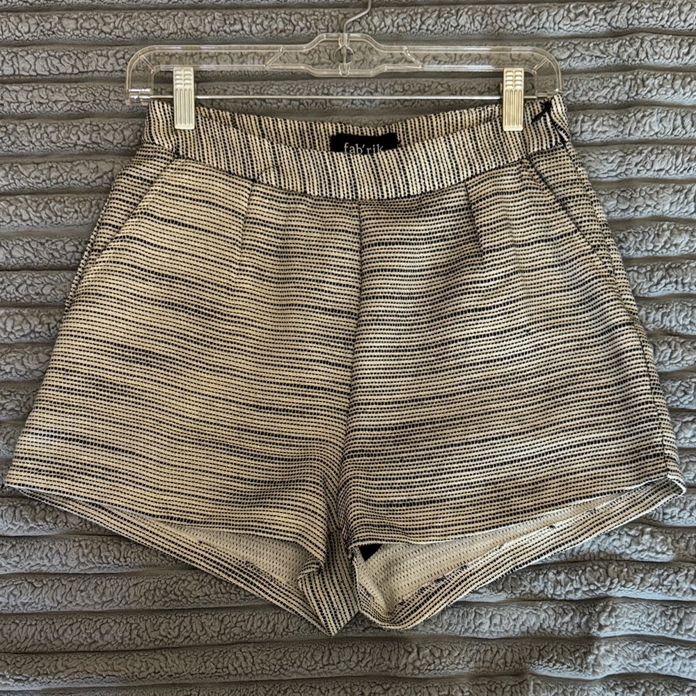 fab'rik Women's Black and White High Waist Shorts